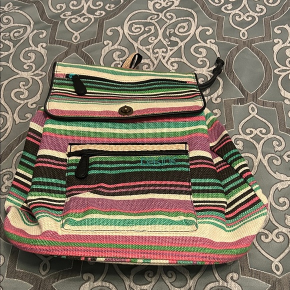 Dakine Multicolored Jute Backpack with Draw Cord Top and Pockets